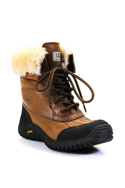 UGG Australia Womens Lace Up Snow Boots Leather Brown Size 6.5 US