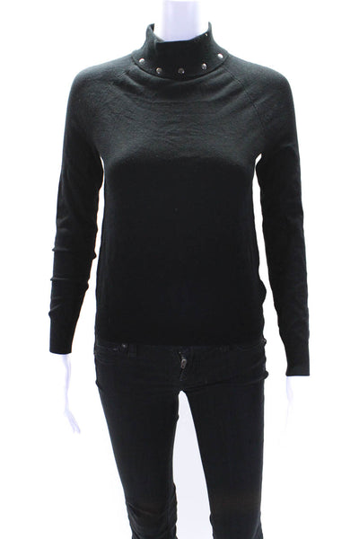 Carmen Carmen Marc Valvo Womens Stud Mock Neck Long Sleeve Sweater Black Size XS