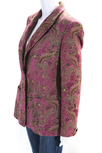 Votre Nom Womens Brocade Paisley Print Embellished Blazer Jacket Purple Size 10