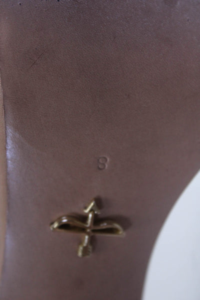 Pour la Victoire Womens Leather Peep Toe Braided Trim Heels Brown Size 8