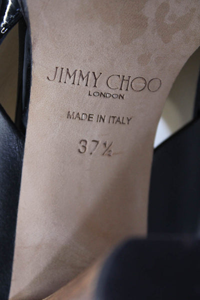 Jimmy Choo Womens Leather Peep Toe Crossover Slingback Heels Black Size 7.5