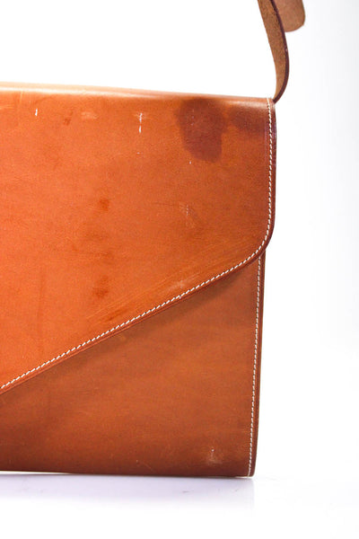 Ralph Lauren Womens Leather Envelope Crossbody Bag Brown Size S