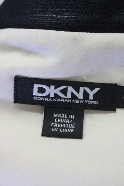 DKNY Womens Faux Leather Wrap Jacket Khaki Beige Black Cotton Blend Size 4