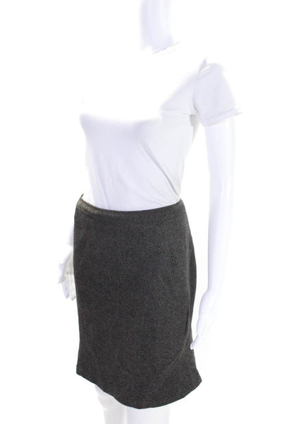 Elie Tahari Womens Mini Trumpet Skirt Black Dark Brown Wool Blend Size 2