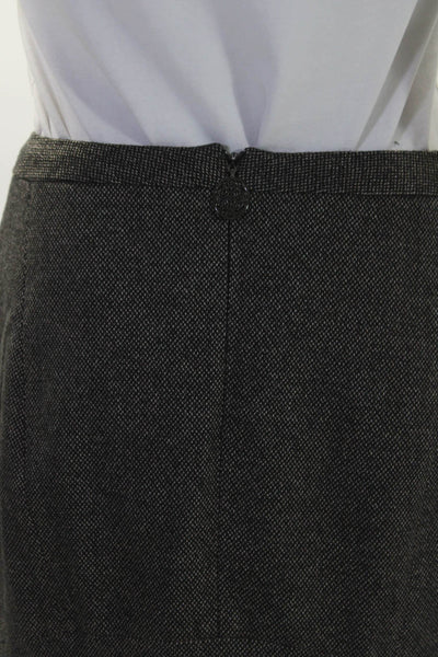 Elie Tahari Womens Mini Trumpet Skirt Black Dark Brown Wool Blend Size 2