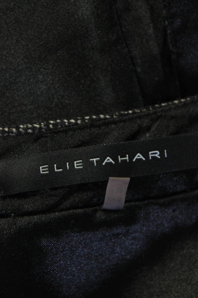 Elie Tahari Womens Mini Trumpet Skirt Black Dark Brown Wool Blend Size 2