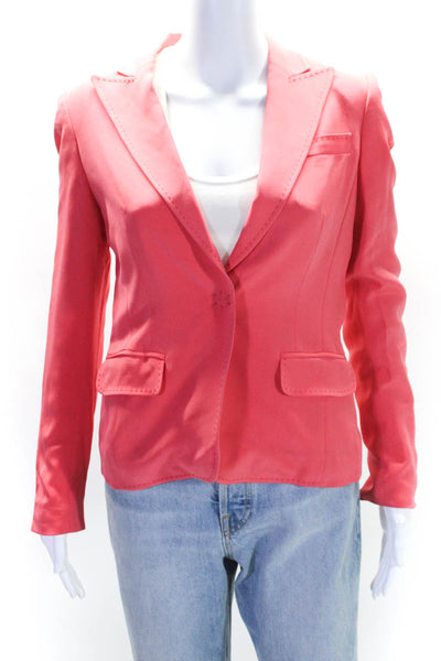 Escada Womens Silk Behire Single Button Blazer Jacket Coral Pink Size EUR 34