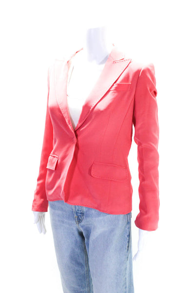 Escada Womens Silk Behire Single Button Blazer Jacket Coral Pink Size EUR 34