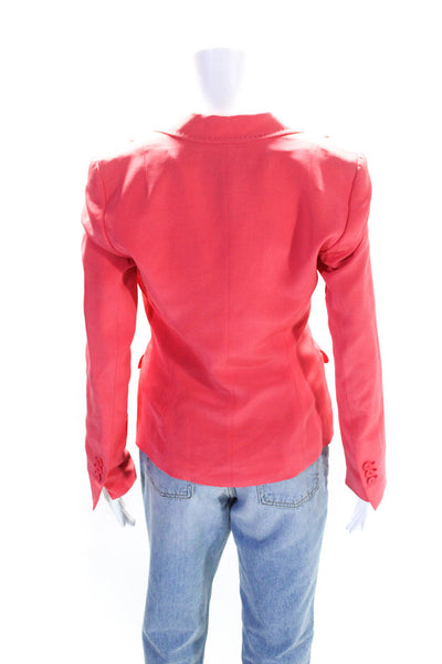 Escada Womens Silk Behire Single Button Blazer Jacket Coral Pink Size EUR 34