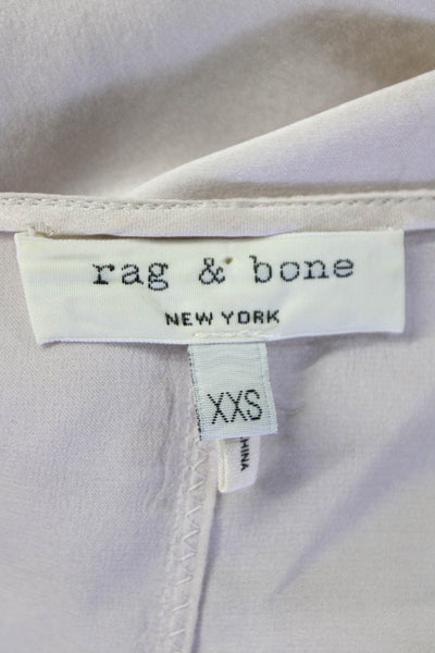 Rag & Bone Womens Silk Long Sleeves Button Down Blouse Beige Size Extra Extra Sm