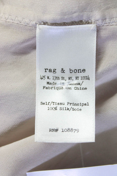 Rag & Bone Womens Silk Long Sleeves Button Down Blouse Beige Size Extra Extra Sm