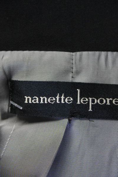 Nanette Lepore Womens V-Neck Notch Collar Button Up Blazer Black Size 12