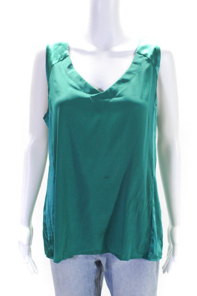 Nanette Lepore Womens Silk V-Neck SleevelesS Pullover Blouse Top Emerald Size L