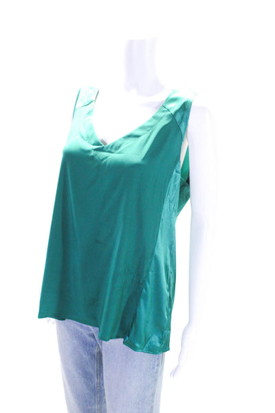 Nanette Lepore Womens Silk V-Neck SleevelesS Pullover Blouse Top Emerald Size L