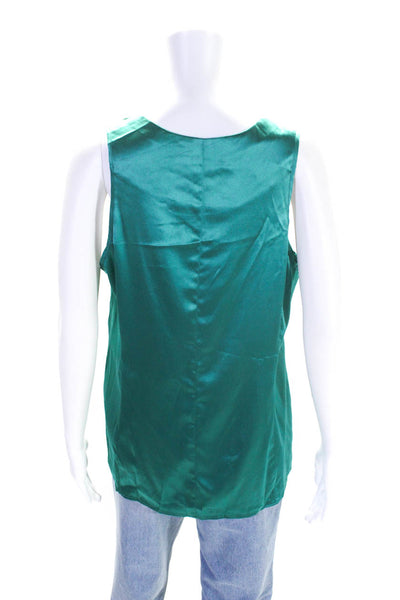 Nanette Lepore Womens Silk V-Neck SleevelesS Pullover Blouse Top Emerald Size L