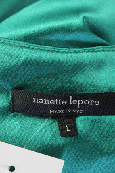 Nanette Lepore Womens Silk V-Neck SleevelesS Pullover Blouse Top Emerald Size L