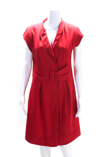 Nanette Lepore Womens Collared Short Sleeve Button Up Midi Dress Red Size 12