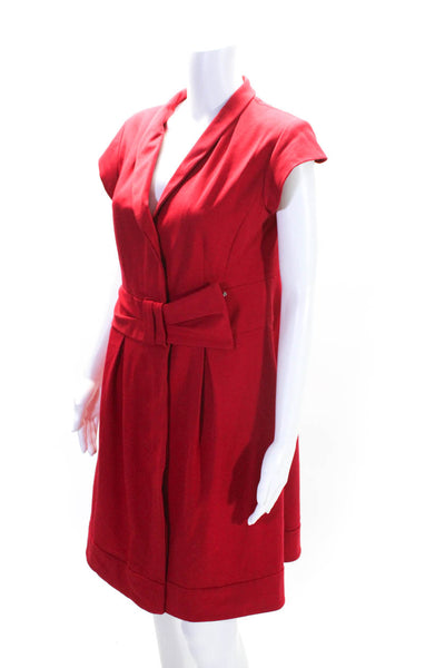 Nanette Lepore Womens Collared Short Sleeve Button Up Midi Dress Red Size 12