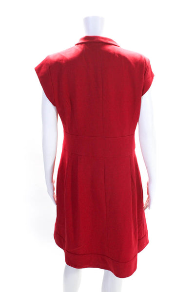 Nanette Lepore Womens Collared Short Sleeve Button Up Midi Dress Red Size 12