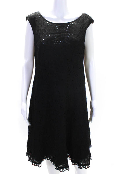 Nanette Lepore Womens Embroidered Floral Sleeveless Mini Dress Black Size 12