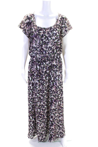 Nanette Lepore Womens Abstract Studded Elastic Waist Maxi Dress Purple Size 12