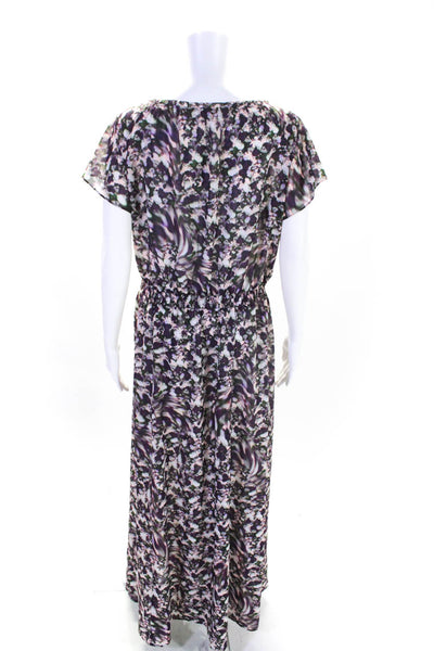 Nanette Lepore Womens Abstract Studded Elastic Waist Maxi Dress Purple Size 12