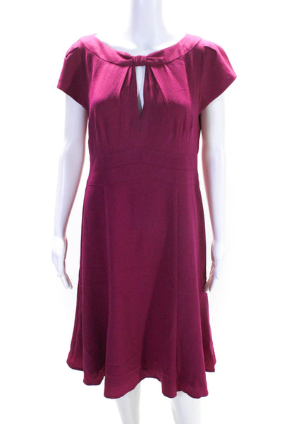 Nanette Lepore Womens Cut Out Round Neck Short Sleeve Dress Purple Size 12