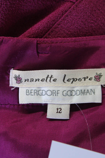 Nanette Lepore Womens Cut Out Round Neck Short Sleeve Dress Purple Size 12