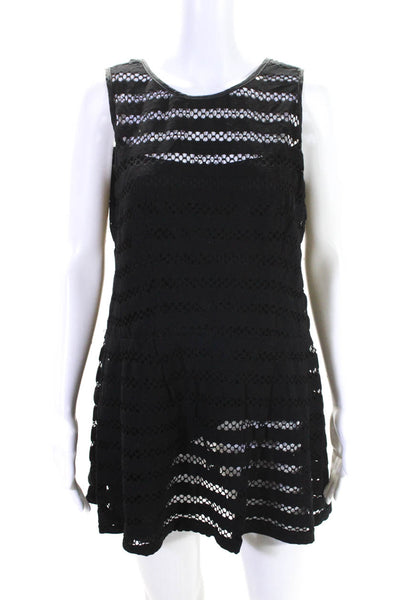 Nanette Lepore Womens Stretch Cotton Cut Out Sleeveless Mini Dress Black Size 12