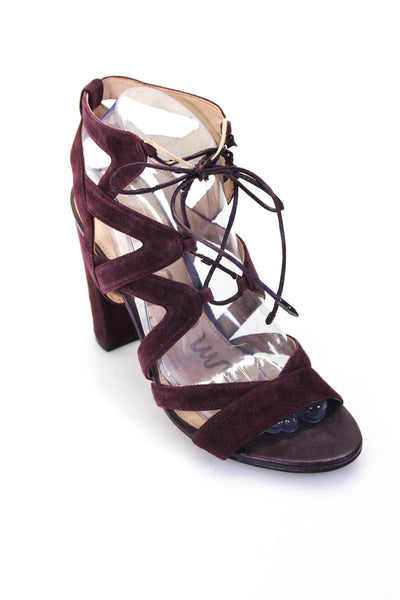 Sam Edelman Womens Suede Open Toe Lace Up Sandals Heels Purple Size 8