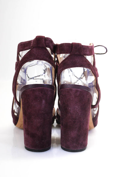 Sam Edelman Womens Suede Open Toe Lace Up Sandals Heels Purple Size 8