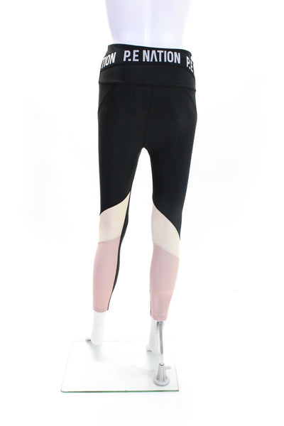 P.E. Nation Womens Tapered Leg Compression Leggings Black Size Medium