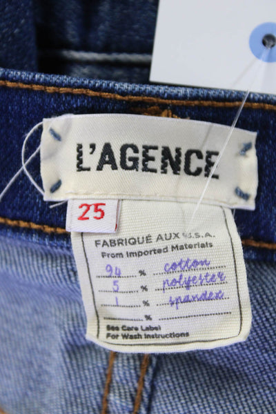 L'Agence Womens Front Zip Five Pocket Distressed Shorts Denim Blue Size 25