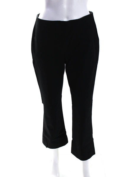 Theory Womens Back Zip Mid Rise Flare Cropped Pants Black Cotton Size 8