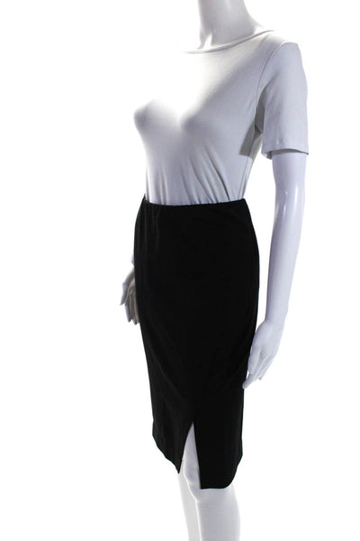 Donna Karan Womens Elastic Waist Slit Jersey Pencil Skirt Black Size Petite