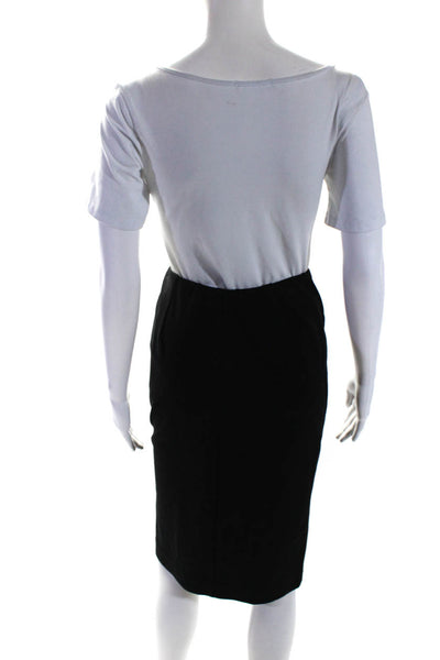 Donna Karan Womens Elastic Waist Slit Jersey Pencil Skirt Black Size Petite