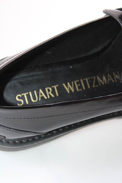 Stuart Weitzman Womens Spazzolatto Leather Chunky Penny Loafers Black Size 6
