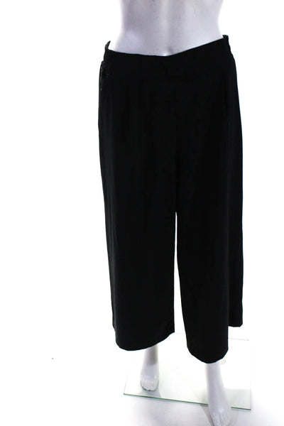 Athleta Womens Pleated Front High Rise Wide Leg Cropped Pants Black Size 8