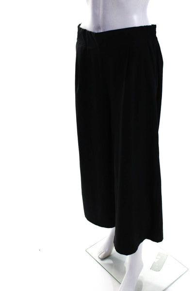 Athleta Womens Pleated Front High Rise Wide Leg Cropped Pants Black Size 8