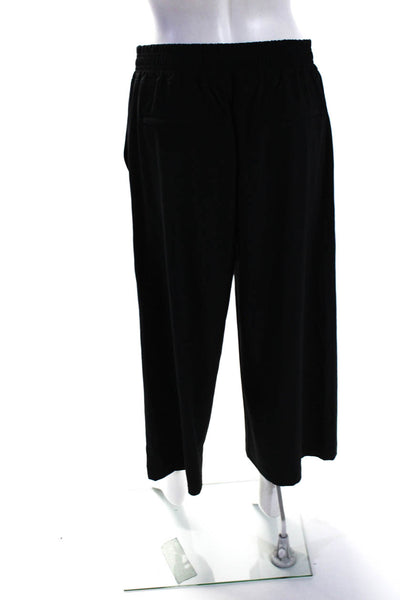 Athleta Womens Pleated Front High Rise Wide Leg Cropped Pants Black Size 8