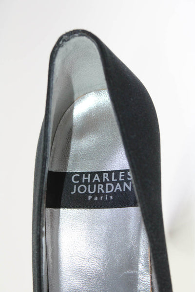 Charles Jourdan Paris Womens Black Sequins Block Heels Pumps Shoes Size 7.5