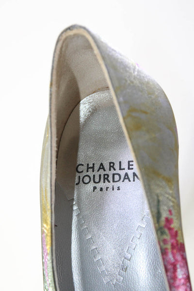Charles Jourdan Paris Womens Multicolor Floral Embellished Pumps Shoes Size 7.5