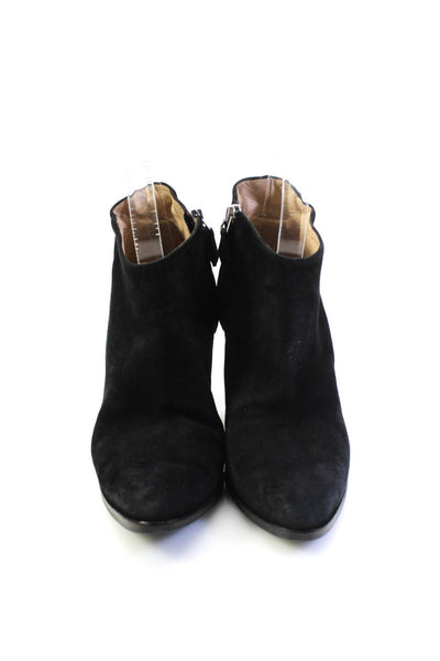 Manolo Blahnik Womens Point Toe Block Heel Ankle Boots Black Suede Size 38 8