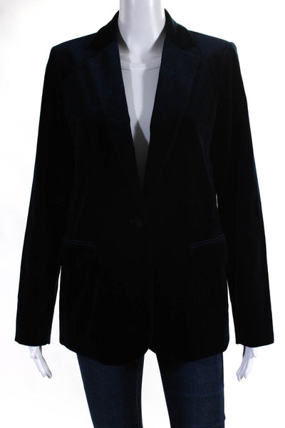 Frame Atelier One Button Notched Lapel Velvet Blazer Jacket Navy Size Medium