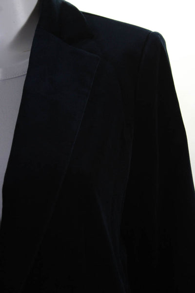 Frame Atelier One Button Notched Lapel Velvet Blazer Jacket Navy Size Medium