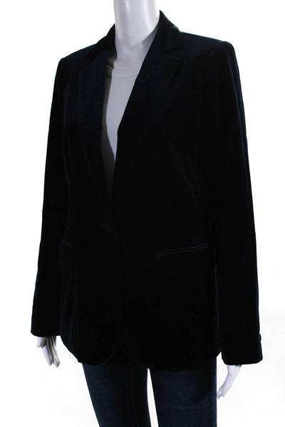 Frame Atelier One Button Notched Lapel Velvet Blazer Jacket Navy Size Medium