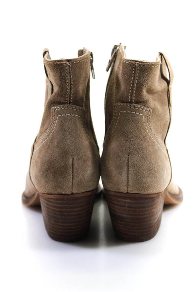 Dolce Vita Womens Suede Zip Up Cowboy Ankle Boots Light Sand Beige Size 7.5