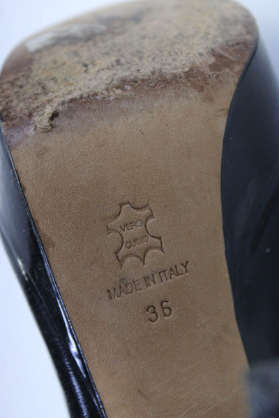 Gastone Lucioli Womens Patent Leather Peep Toe Mary Jane Pumps Black Size 36 6