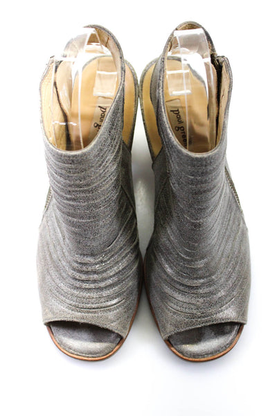 Paul Green Womens Open Toe Slingbacks Ankle Boots Silver Metallic Size 3.5