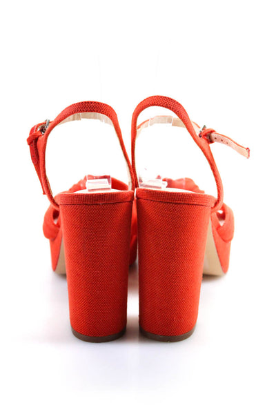 Marc Fisher Womens Bow Platform Slingbacks Sandal Heels Orange Size 7.5 Medium